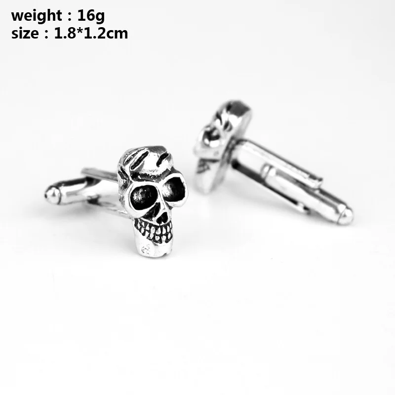 New Fashion Punk Street Style Skeleton Skull Cuff Links Silver plating enamel Brand Cufflinks for Men women Halloween gifts | Дом и сад