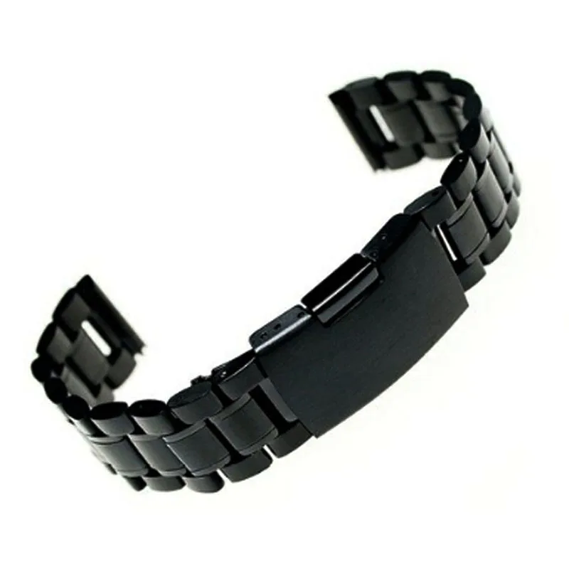2019 100% Black Stainless Steel WatchBands Strap Straight End Bracelet 18mm 20mm 22mm Buckle Watch Band Drop Ship High Quanlity | Наручные
