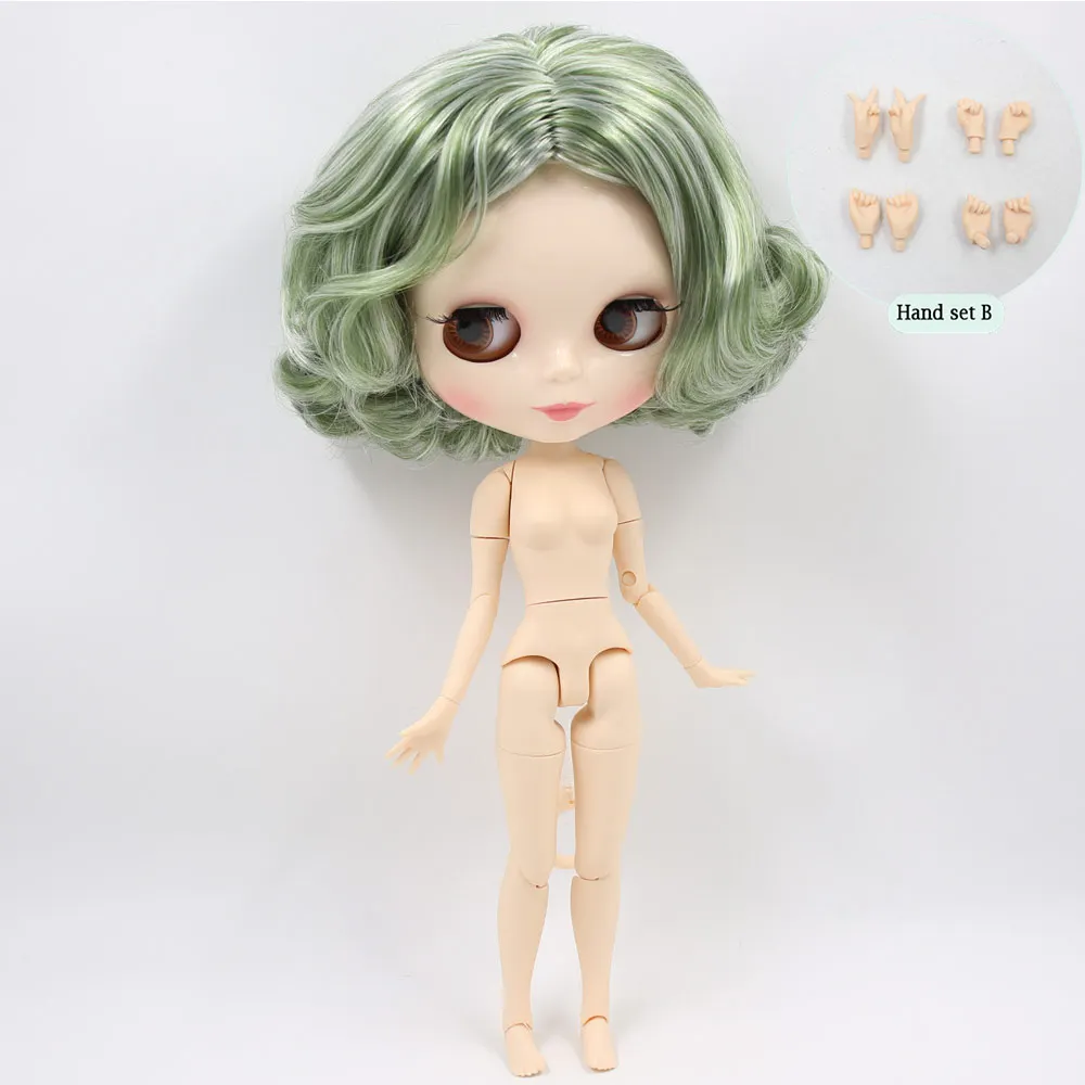 D doll with hand B ICY Nude Blyth изготовленная на заказ кукла № BL4299/136 зеленая смесь белых волос 1/6 bjd, pullip, licca, jerryberry - Цвет: D doll with hand B