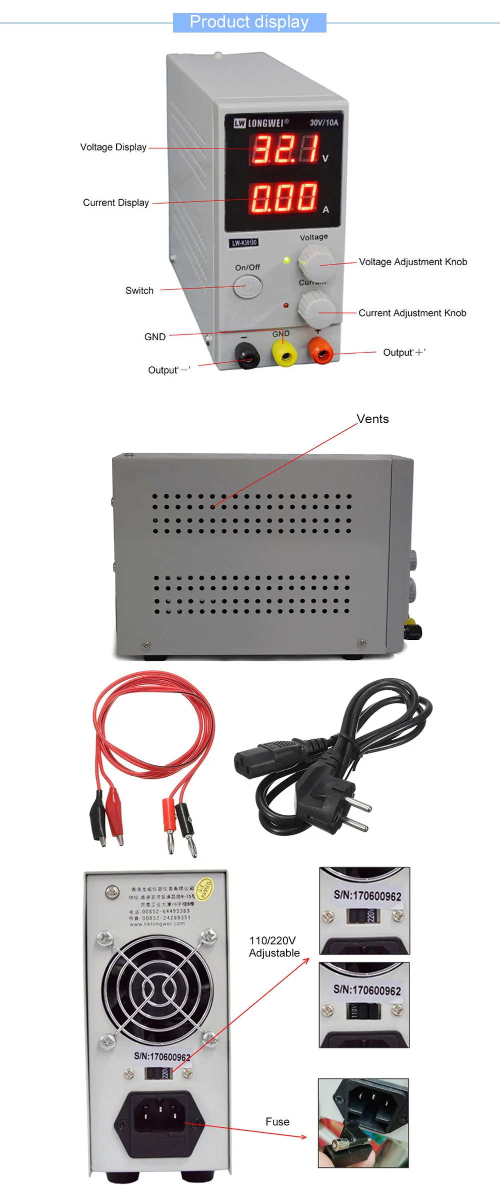 LW3010D источник питания постоянного тока 30 в 10 А мини Регулируемый цифровой источник питания постоянного тока импульсный источник питания 3 цифры лабораторный инструмент для ремонта