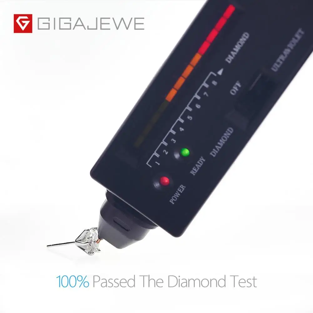 GIGAJEWE EF VVS1 Круглый вырез всего 2.0ct Алмазный тест прошел Moissanite 18K Позолоченные 925