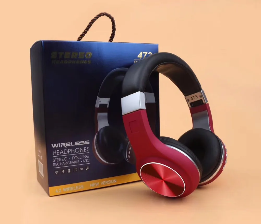Стерео наушники bluetooth Музыкальная гарнитура FM и поддержка sd-карты с микрофоном