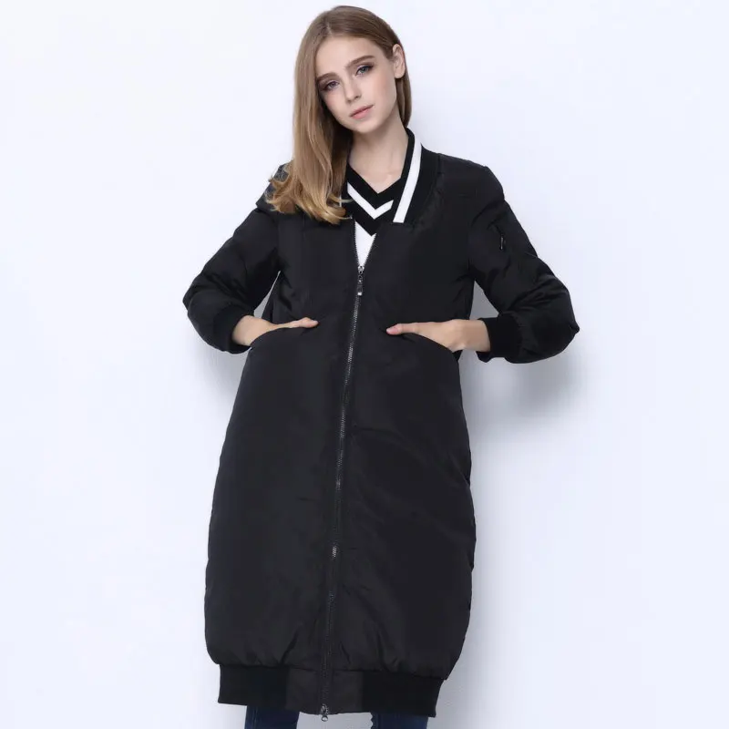 CIVICHIC Hot Sale Winter Lady Baseball Uniform Down Jacket Long Thicken Warm Parka Coat Casual Mid Eiderdown Clothing DC578 | Женская
