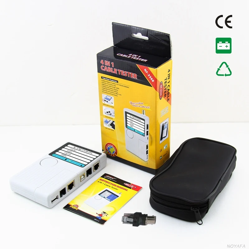 NF-3468 4 в 1 Многофункциональный цифровой RJ11/RJ45/BNC кабель USB, тестер Длина Кабеля Тестер английская версия