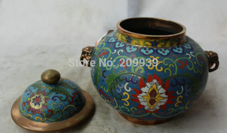 00255 8 &quot клеймо династия китайский дворец Cloisonne бронзовый позолотьте зверь глава