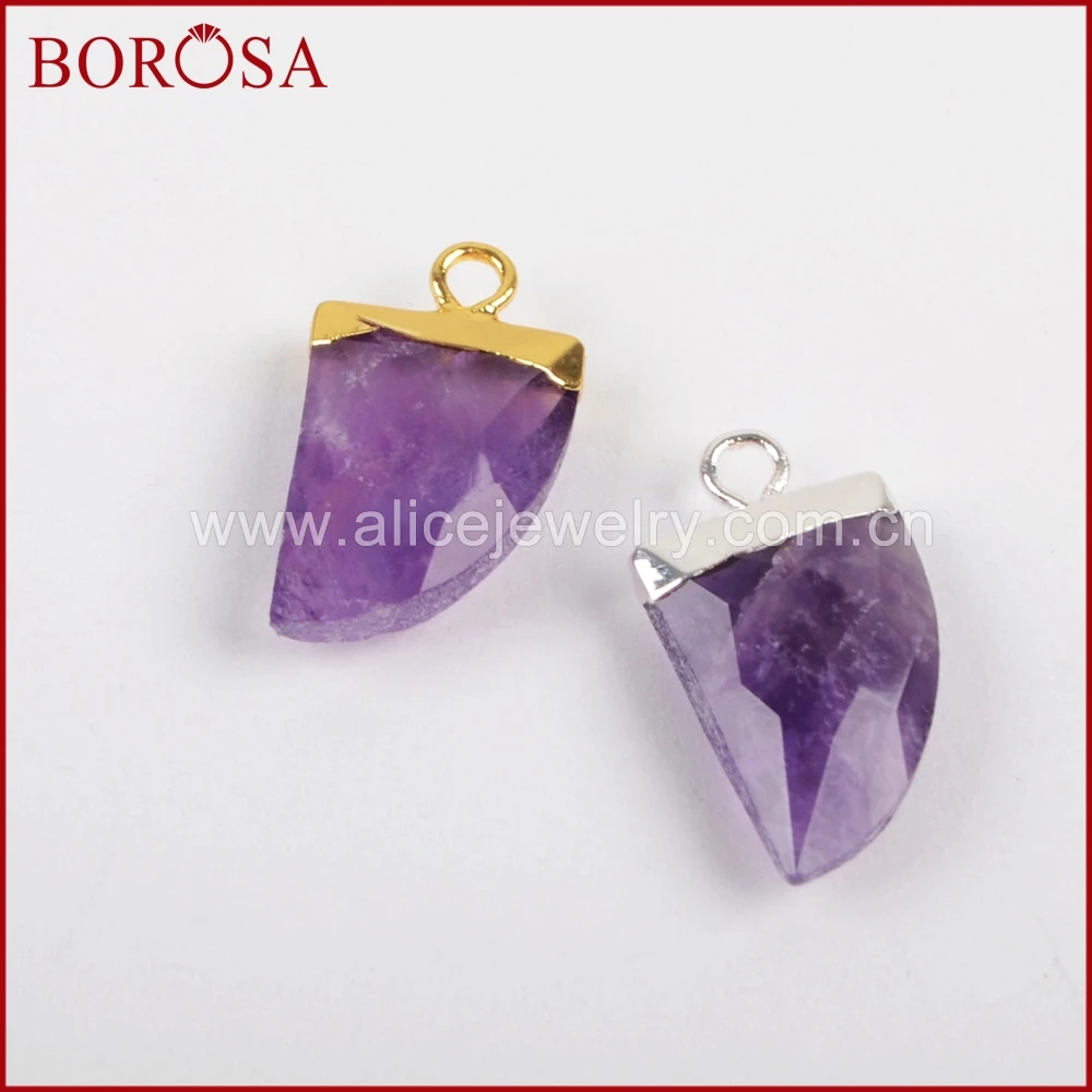 Распродажа BOROSA 10 шт. серебряный цвет чистый 100% натуральный фиолетовый кристалл