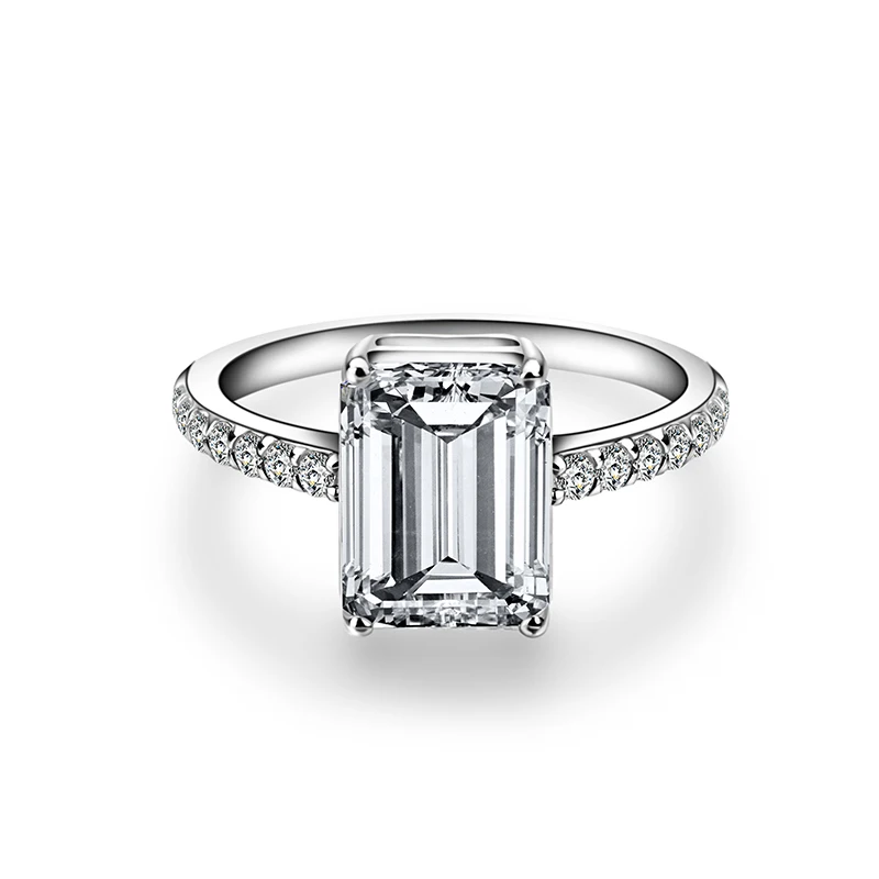 Модный дизайн 18k Белое Золото 2ct изумрудная огранка муассанит обручальное кольцо