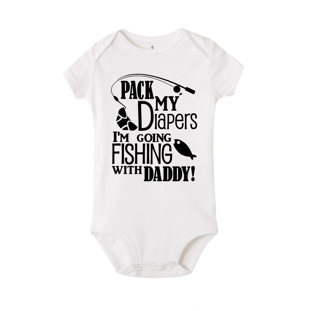 2019 новый летний комбинезон с надписью I am going Fishing with daddy для новорожденных