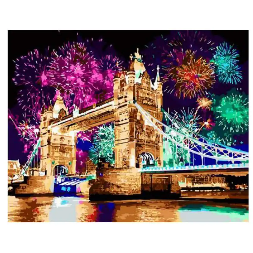 bridge Painting Украшение гостиной, картины по номерам на холсте, мост фейерверков, картины на холсте для гостиной - Цвет: bridge Painting