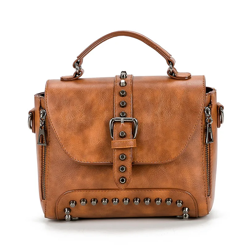 

Vintage Rivet Crossbody Bags For Women Shoulder messenger Bags Small PU Leather Handbags Famous Brand female Totes bolsas
