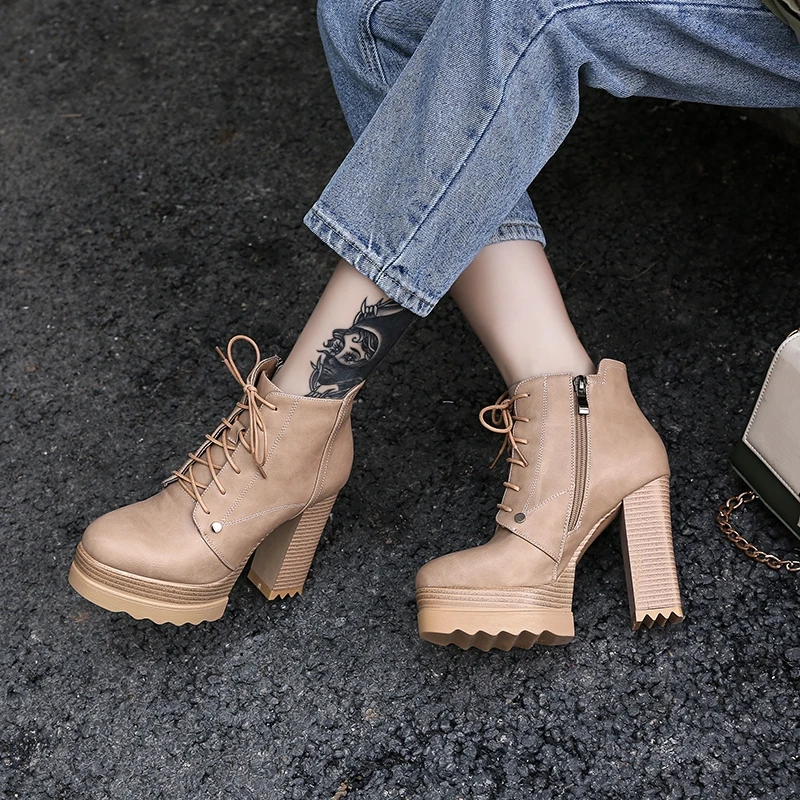 ASILETO/мотоциклетные женские ботильоны на платформе Обувь в стиле панк высоком