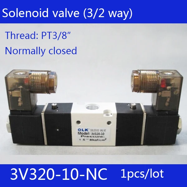 

1pcs Free shipping 3V320-10-NC solenoid Air Valve 3Port 2Position 3/8" Solenoid Air Valve Single NC Normal Closed,Double control