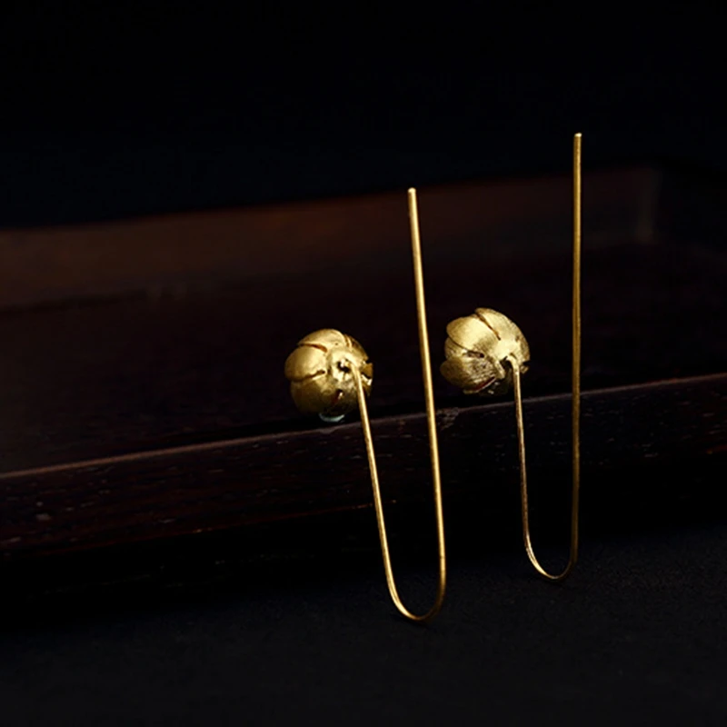 Серьги матовые из стерлингового серебра 925 пробы с золотыми цветами дизайнерские