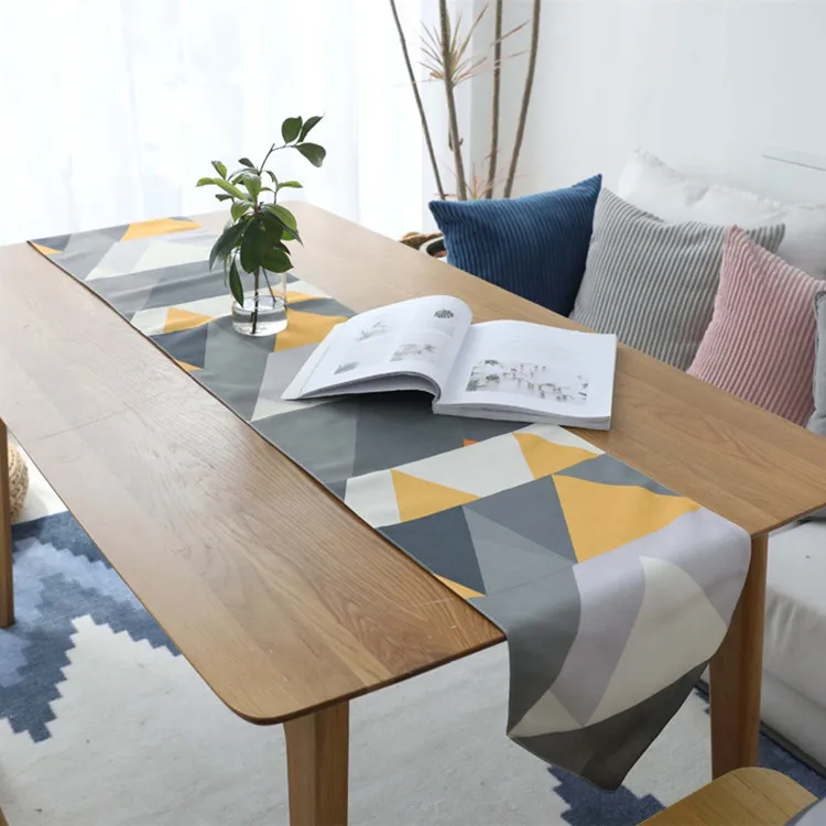Желтый Большой Треугольник Настольная дорожка Decoracion Mesa Hogar хлопок лен Chemin De table Tafelloper вечерние украшения