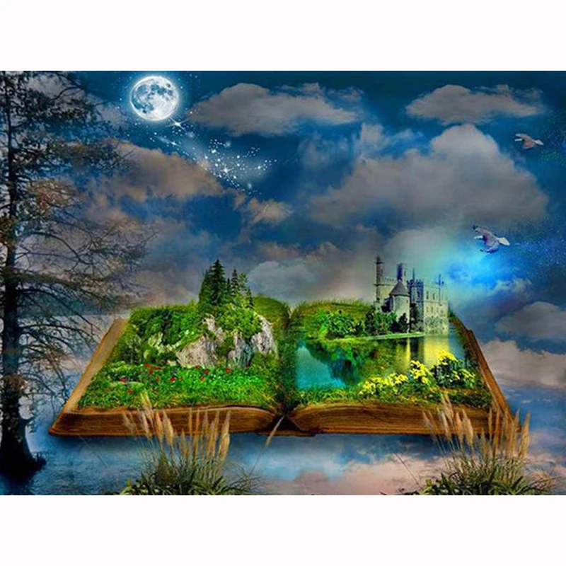 Алмазная 5D картина замок в книге Набор для вышивки крестиком из квадратных страз