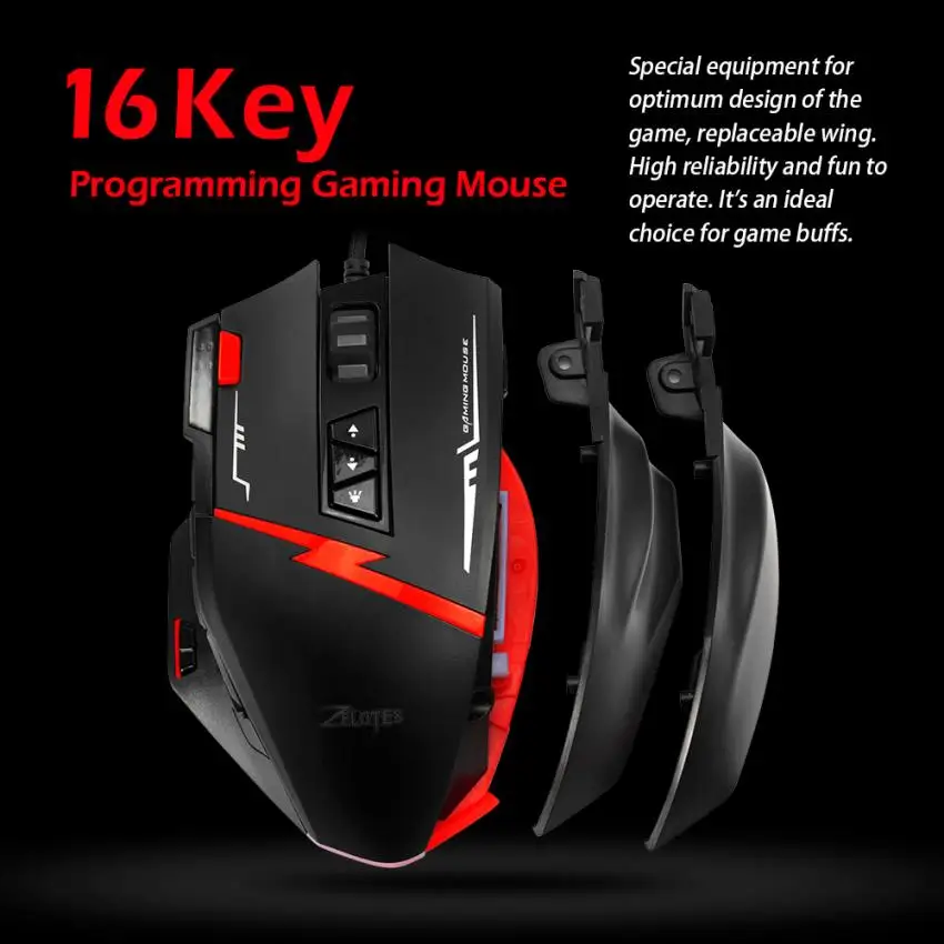 Zelotes C15 игровая мышь 7000 dpi 13 программируемых кнопок Настройка веса Cartri игровая мышь Muis Draadloos# ZC