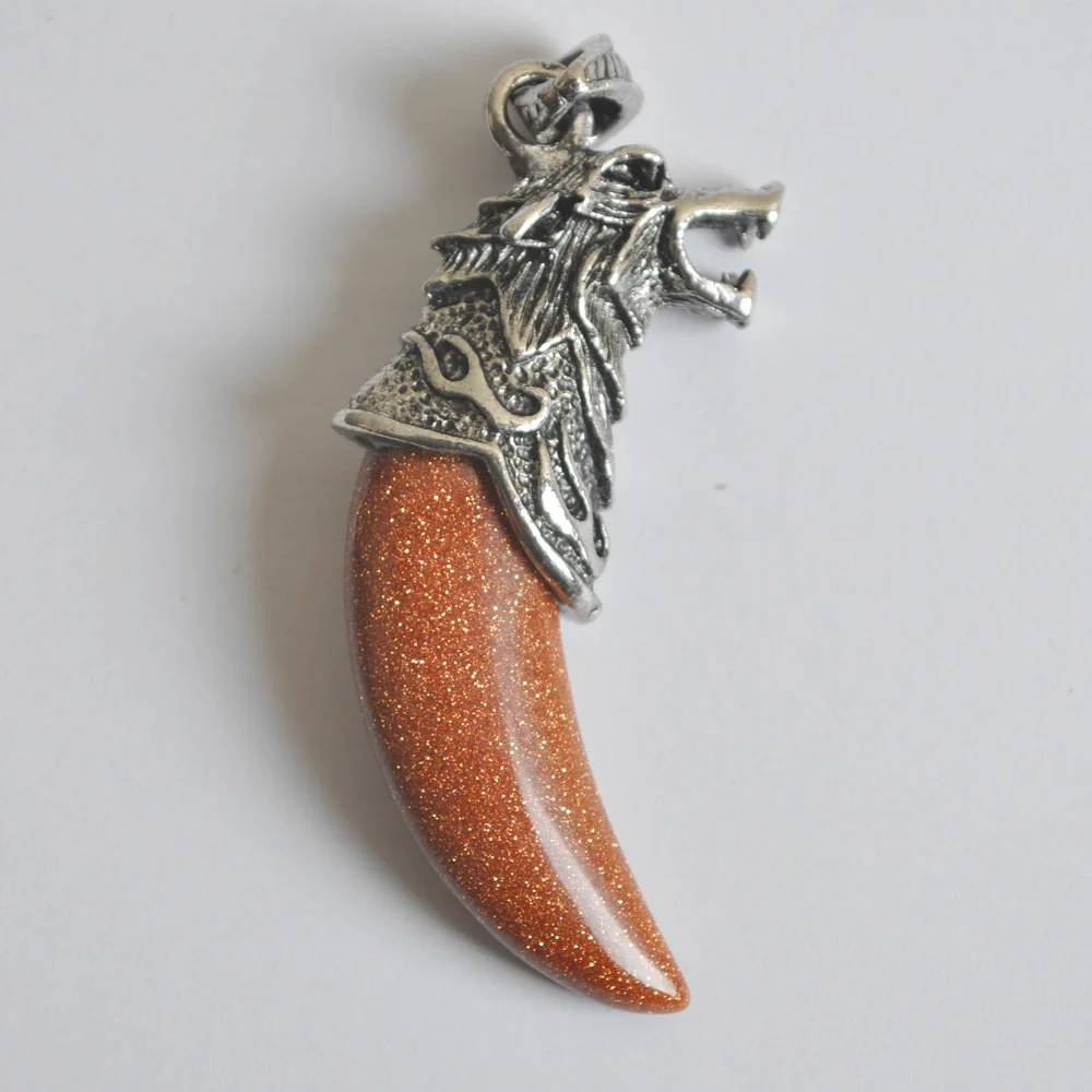 Aventurine/Crystal/Sandstone/Howlite/Lapis/Opal Teeth Pendant Dragon Fashion Jewelry For Woman Gift 1PCS S3056-S3065 | Украшения и