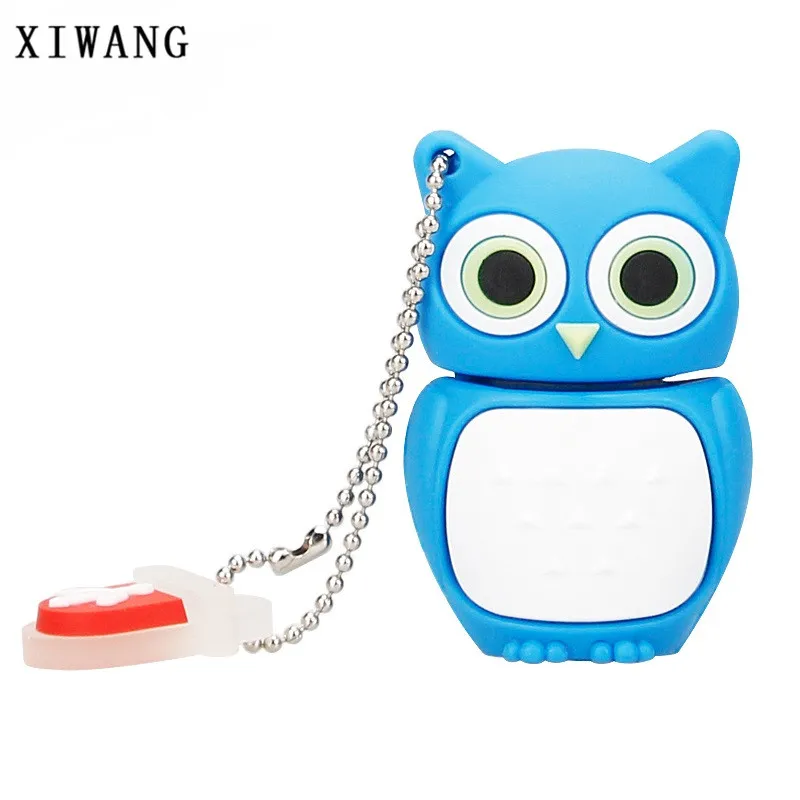 blue USB флеш-накопитель 64 ГБ, милое животное мультяшная сова, usb 2,0, 4 ГБ, 8 ГБ, 16 ГБ, 32 ГБ, 128 ГБ, флеш-накопитель, usb память, креативная флешка, подарок на праздник - Цвет: blue