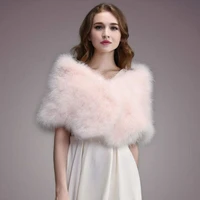 ianlan casual solid ostrich feather shawl wrap for women bride wedding stole ladies real turkey fur scarves il00035
