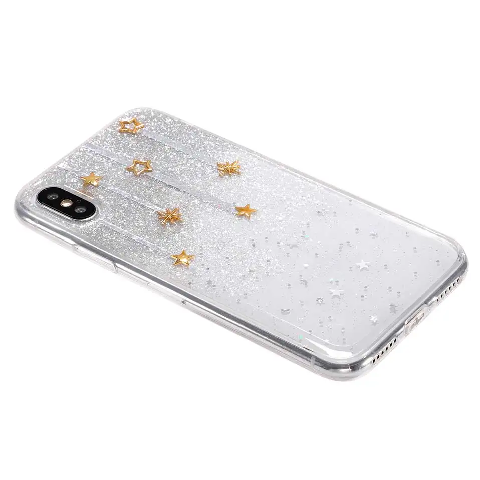Чехол для iPhone X 7 8 6 Star glitter прозрачная задняя случаи 6s Plus Капа принципиально