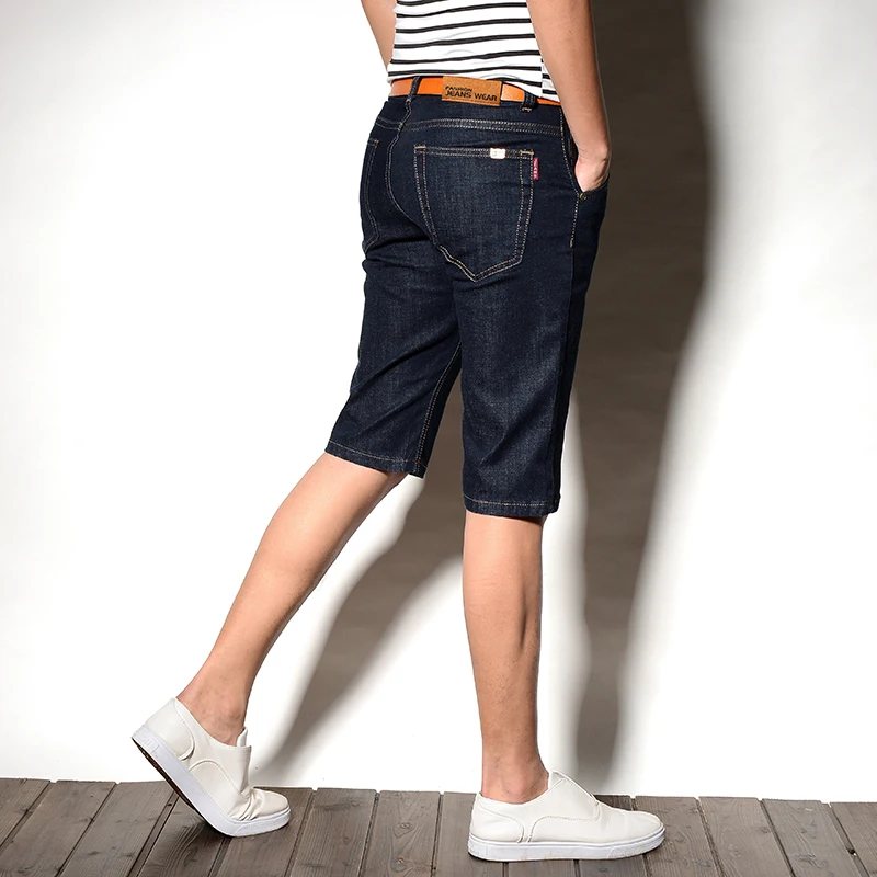 Batmo 2018 new arrival summer high quality denim shorts men men's casual knee length slim jeans plus-size 28-38 D909 |