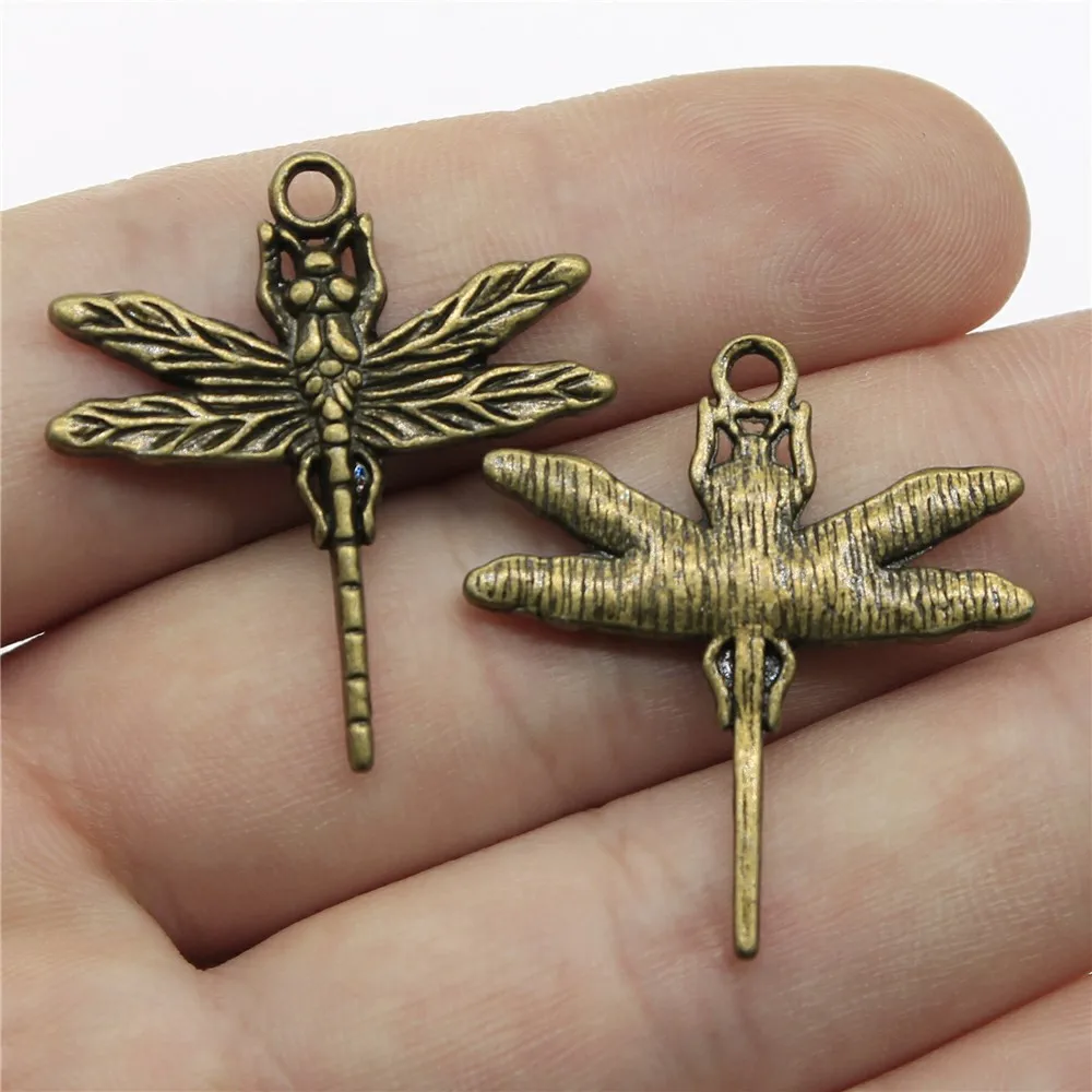 Подвески 10 шт. Стрекоза Античная Бронза Цвет 1,2x1,1 дюймов (31x28 мм) ювелирные изделия из металлического сплава Diy аксессуары