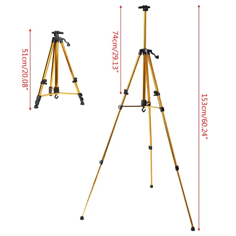 

Aluminum Easel Tripod Support Stand Adjustable Lightweight Telescopic Folding Painting Artist Studio Display