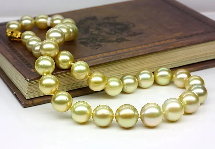 Ожерелье из серебра 925 пробы с настоящим натуральным большим Наньян Ким 12-14 мм