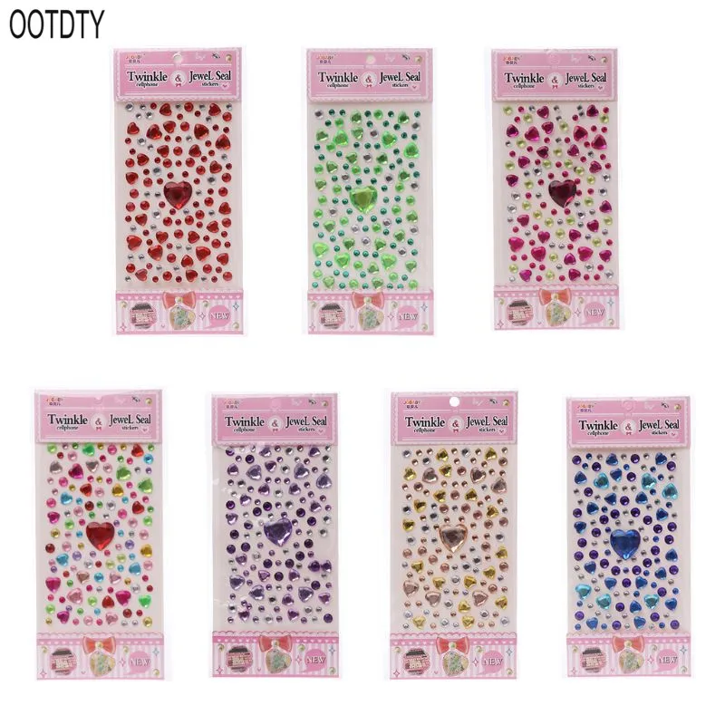 Стикер в форме сердца виде бриллианта наклейки из кристалла DIY самоклеющиеся для