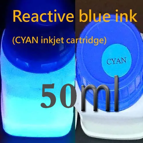 50ml blue ink Невидимые чернила УФ-чернила для струйных принтеров 6 УФ-цветов секретное сообщение чернила невидимые в нормальном светильник& Rea УФ-черный светильник - Цвет: 50ml blue ink