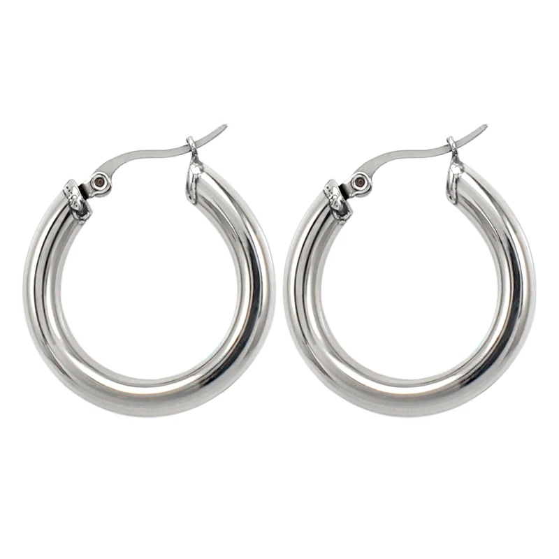 New Arrival Circular Hoop Earrings Smooth Exaggerated Steel Color Jewelry for Office Lady Boy Present | Украшения и аксессуары
