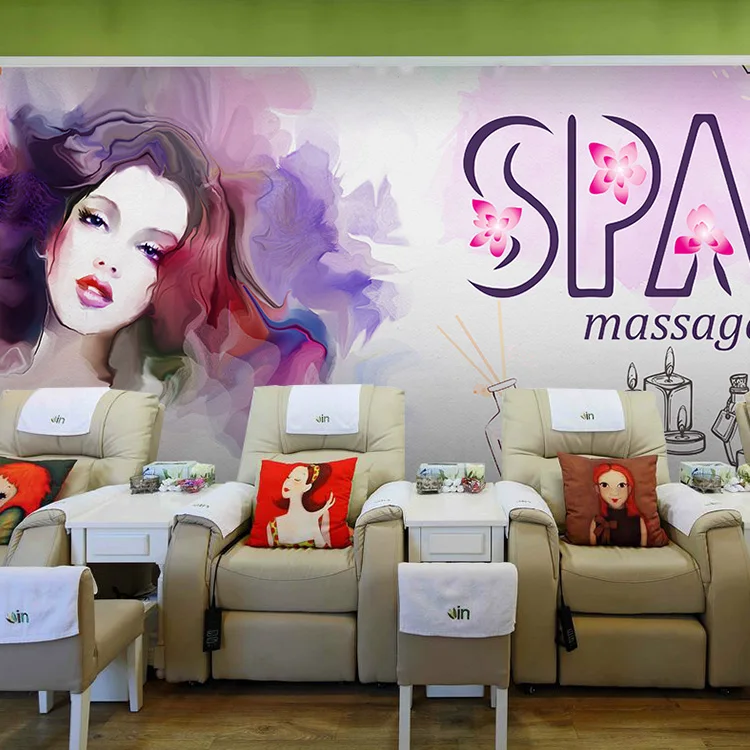 

3D photo wallpaper 3D Hairdressing shop Manicure beauty salon cosmetics shop watercolor figure background wallpaper mural