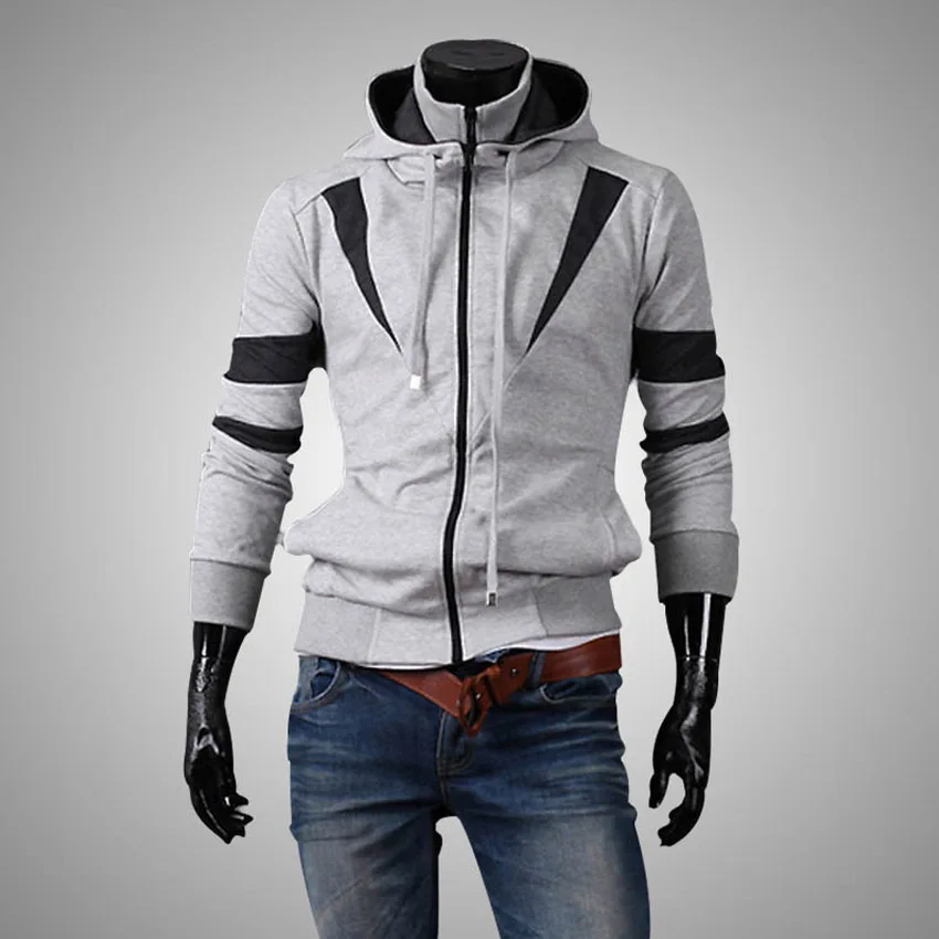 Толстовки мужчин 2016 мода новый бренд двойная молния костюм мужчины лоскутная