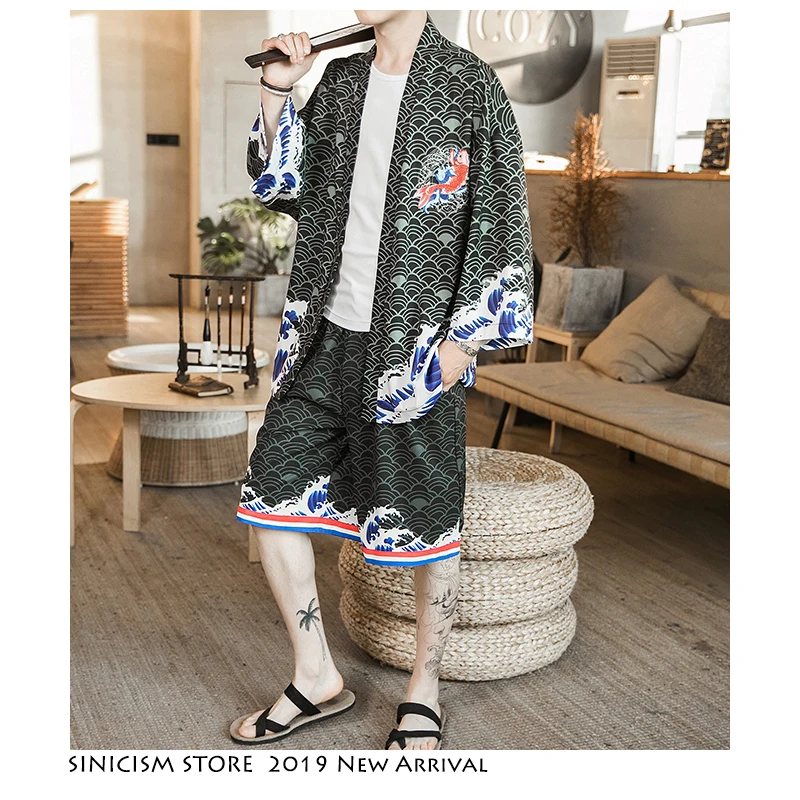 Sinicism Store летние мужские комплекты 2020 для мужчин Harajuku спортивный костюм кимоно