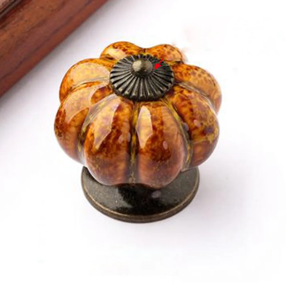 Retro to Old Ceramic Pumpkin Cabinet Drawer Handle Closet Cupboard Shoe Furniture Door Handles Pulls Pack of 12 | Обустройство дома