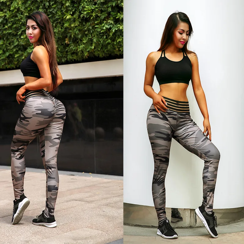 Женские спортивные Леггинсы для фитнеса сексуальные пуш ап камуфляжные с