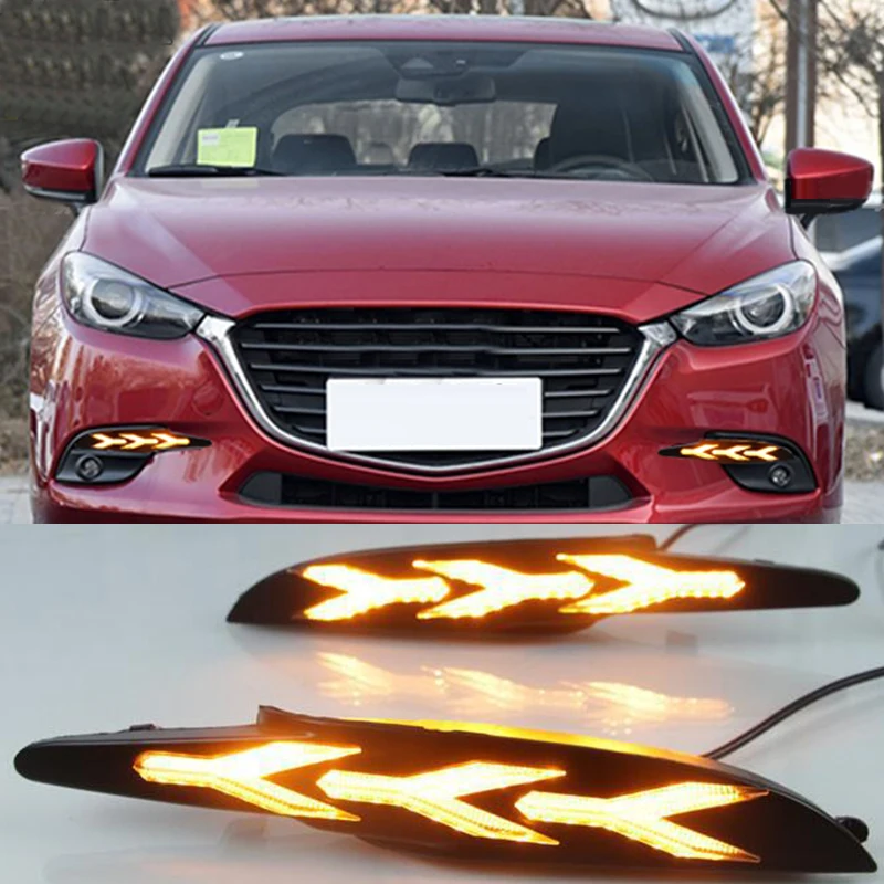 Hlxg DRL для 2017 Mazda 3 Axela светодиодный дневный ходовой светильник противотуманная