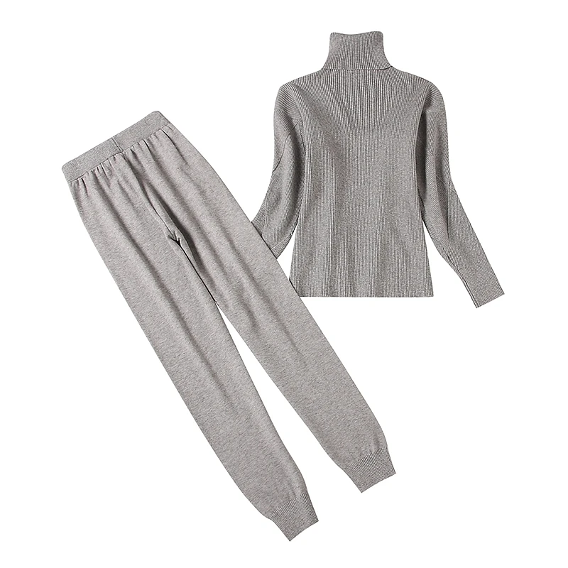 ALPHALMODA весенние женские трикотажные костюмы с узором, пуловеры, Свитера+ брюки, комплекты для девушек, одноцветные вязаные костюмы