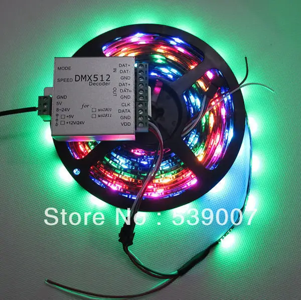 5 м черный PCB 30 пикс./м WS2812B светодиодный пиксель полосы IP65 DC5V WP &amp DMX контроллер |