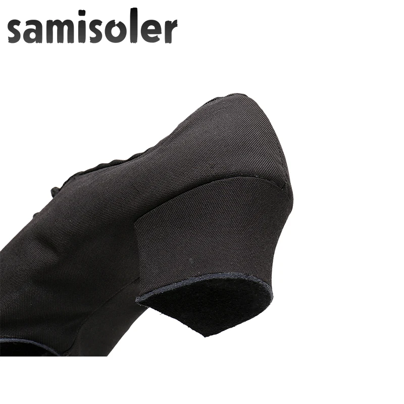 Samisoler Black W Men's Black leather ballroom dance shoes Flats Modern dance shoes Tango Party Wedding Square dance shoes
