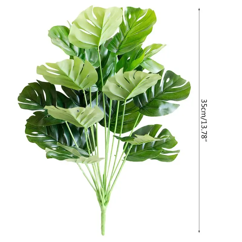 

12 Heads Artificial Plants Tropical Green Turtle Leaves Leaf Bouquet Garden Home Mexican Autumn Decoration