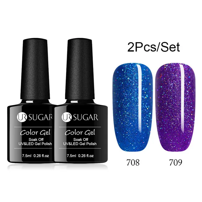 Set 24 UR SUGAR 2 шт./компл. гель лак для ногтей Гибридный лак es набор для полировки ногтей Полупостоянный летний цвет отмачиваемый Гель-лак - Цвет: Set 24