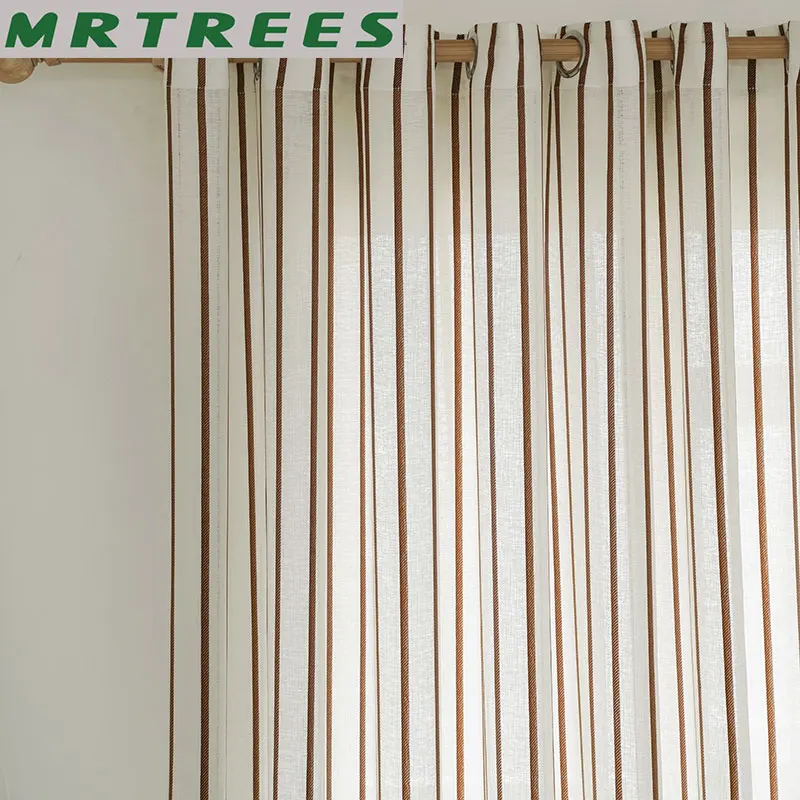 MRTREES, полосатые льняные шторы для гостиной, спальни, занавески для кухни, современные тюлевые шторы для окна, занавески для двери