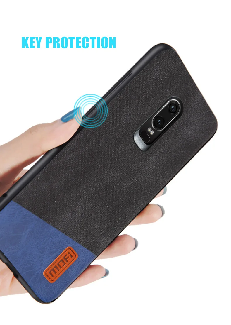 Oneplus 6 чехол MOFI One Plus 6 задняя крышка кожаный чехол для 1+ 6 мягкий силиконовый край Полный чехол для OP6 чехол 6,28''