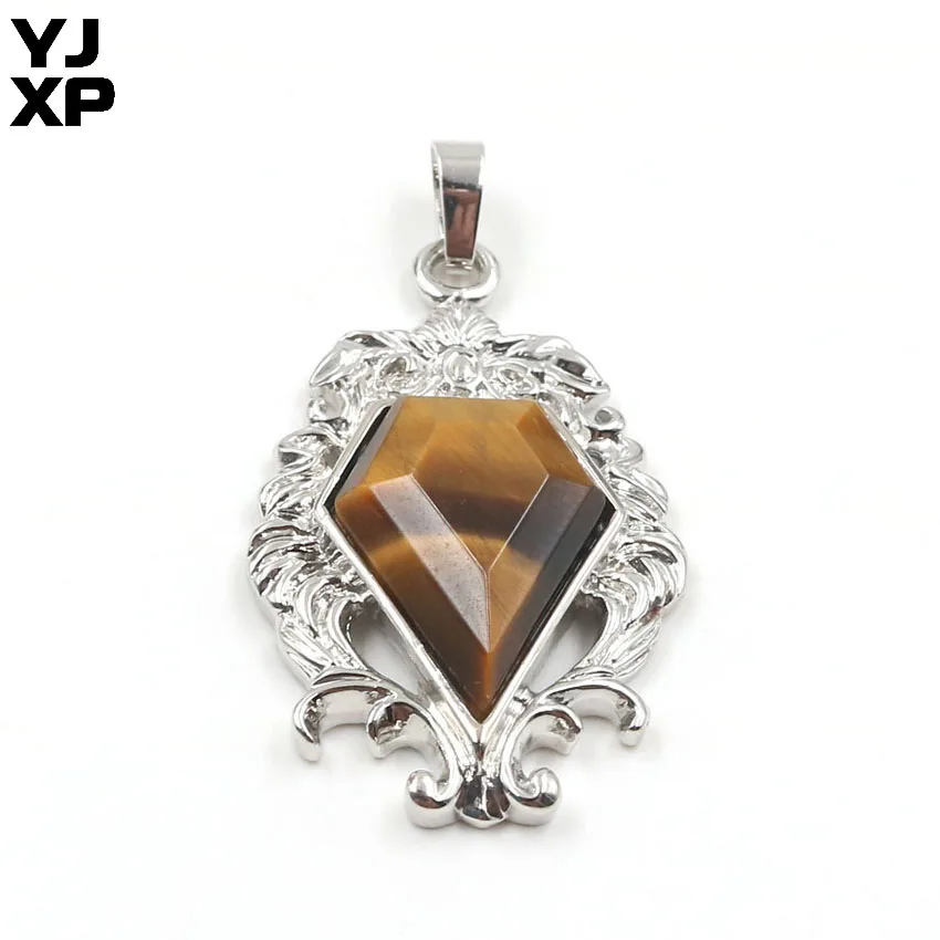 YJXP Arrowhead Pendant Silver Plated Amethysts Rose Pink Quartz Pentagonal Natural Crystal Stone Fashion Charms Jewelry 1 Pcs | Украшения и