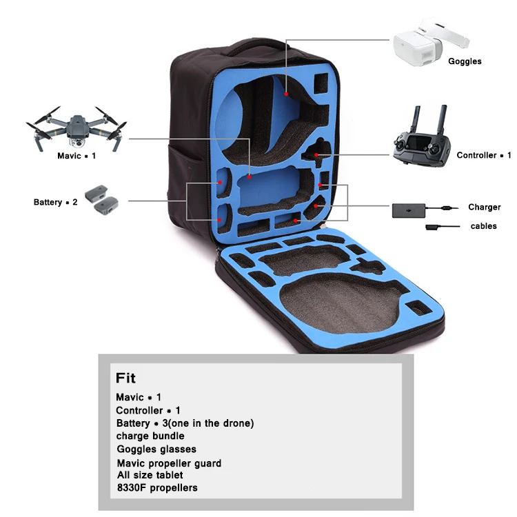 Дрон рюкзак водонепроницаемый сумка чехол для хранения для DJI Mavic Pro RC Дрон+ DJI VR очки аксессуары