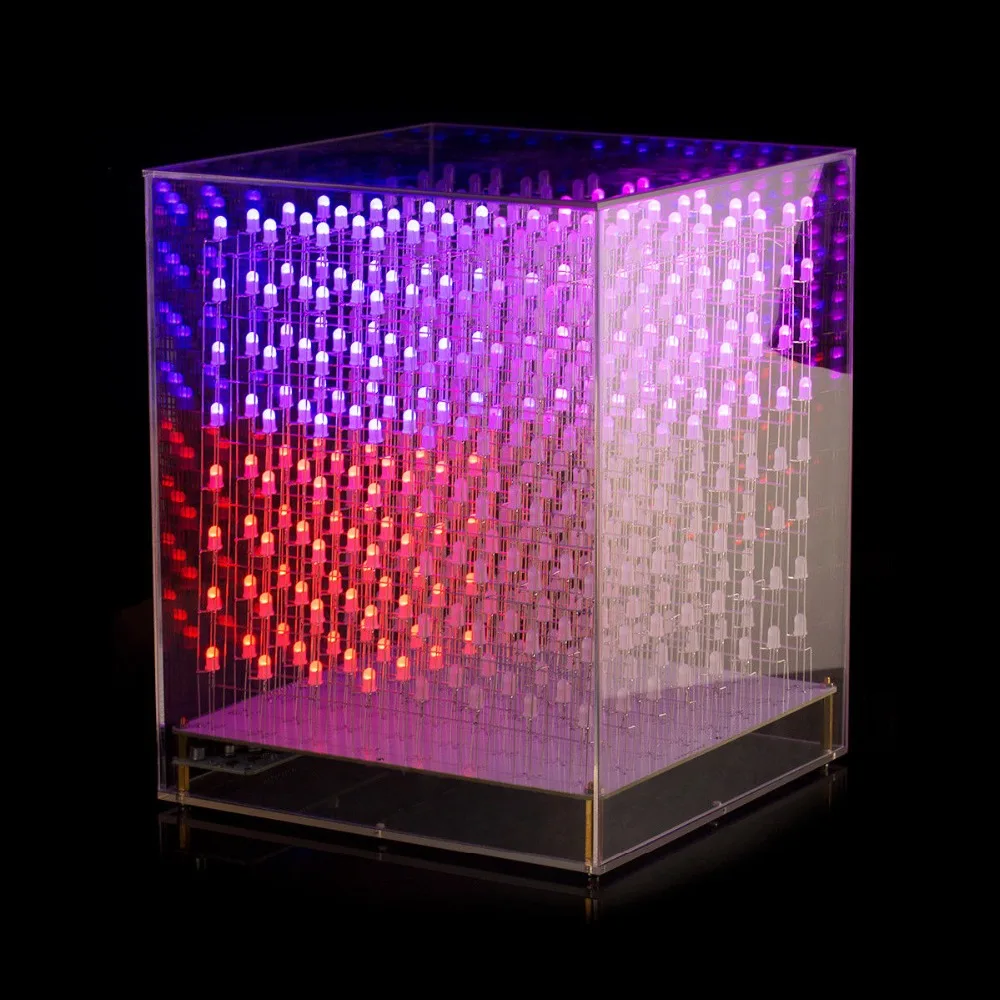 Светодиодный куб rgb 8x8x8 3D полноцветный DIY комплект/готовый музыкальный спектр
