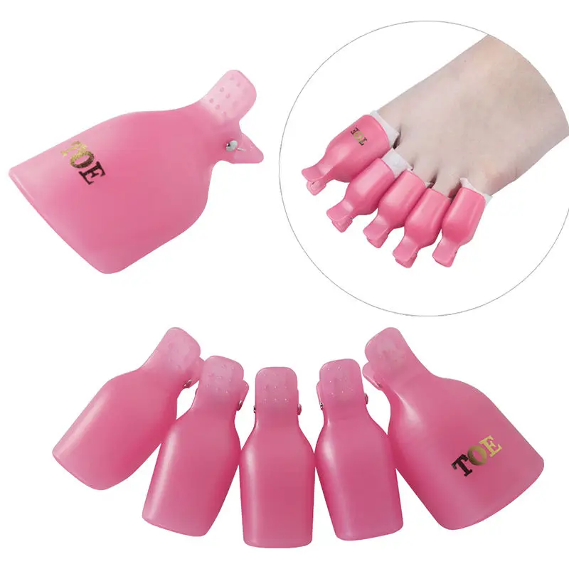 pink Новинка, 5 шт., набор для снятия лака на палец, педикюр, гель для снятия лака, набор для маникюра, цветные пластиковые колпачки для снятия лака, инструменты для дизайна ногтей - Цвет: pink