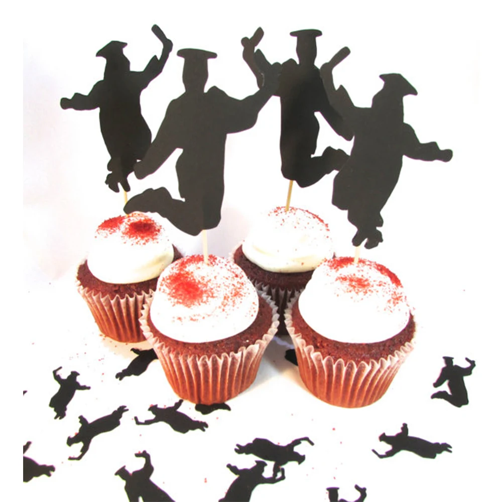 

30pcs/set Graduation Theme Party Decorations Cake Topper Paper Silhouette Party Cake Decorating Supplies CTB058