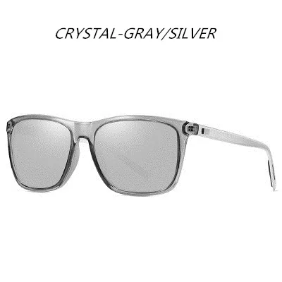 crystalgraysilver Мужские солнцезащитные очки, мужские поляризованные солнцезащитные очки, спортивные, для вождения, зеркальные, алюминиевая квадратная оправа, солнцезащитные очки, UV400, gafas de sol hombre - Цвет линз: crystalgraysilver